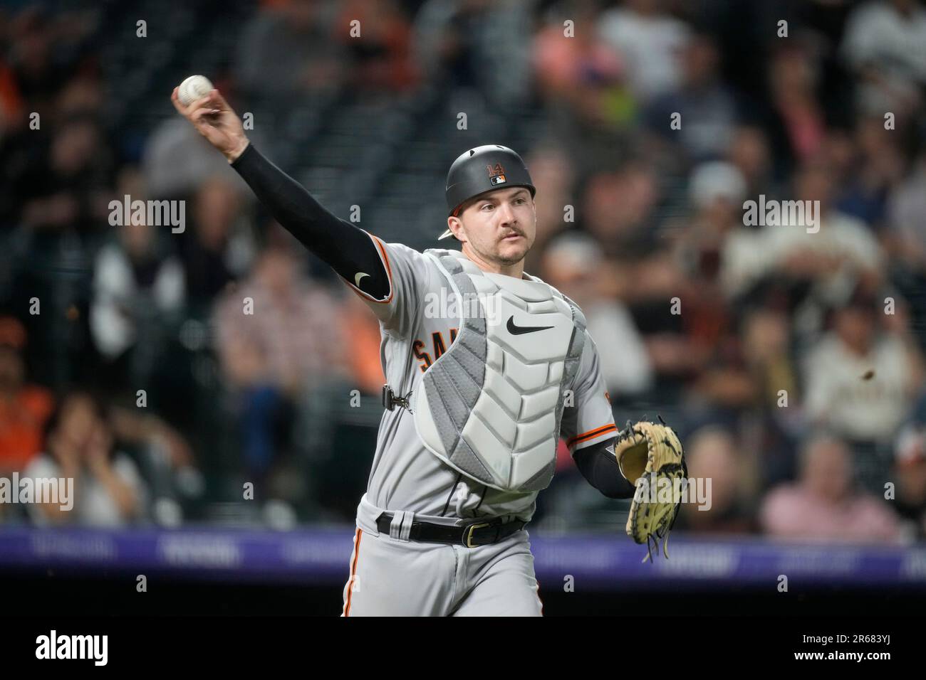 Catcher Patrick Bailey of the San Francisco Giants looks on