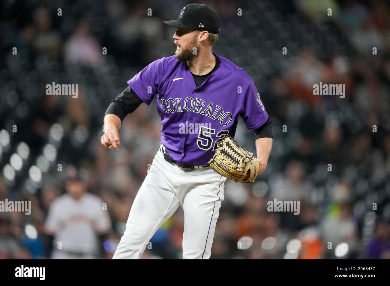 Colorado Rockies relief pitcher Daniel Bard (52) in the ninth inning of