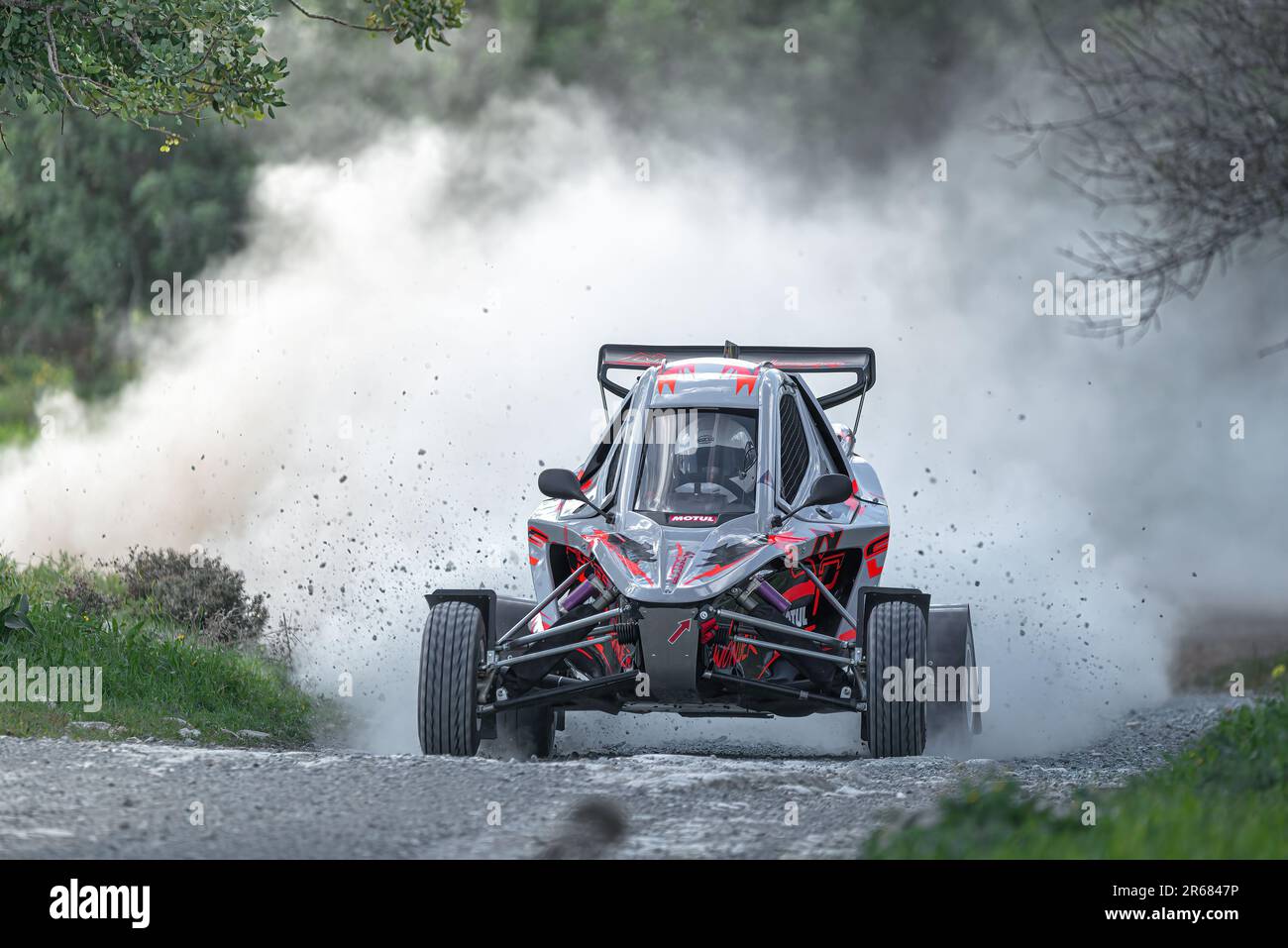 Anogyra, Cyprus - January 29, 2023: Driver Miltiadous Miltiadis (cy