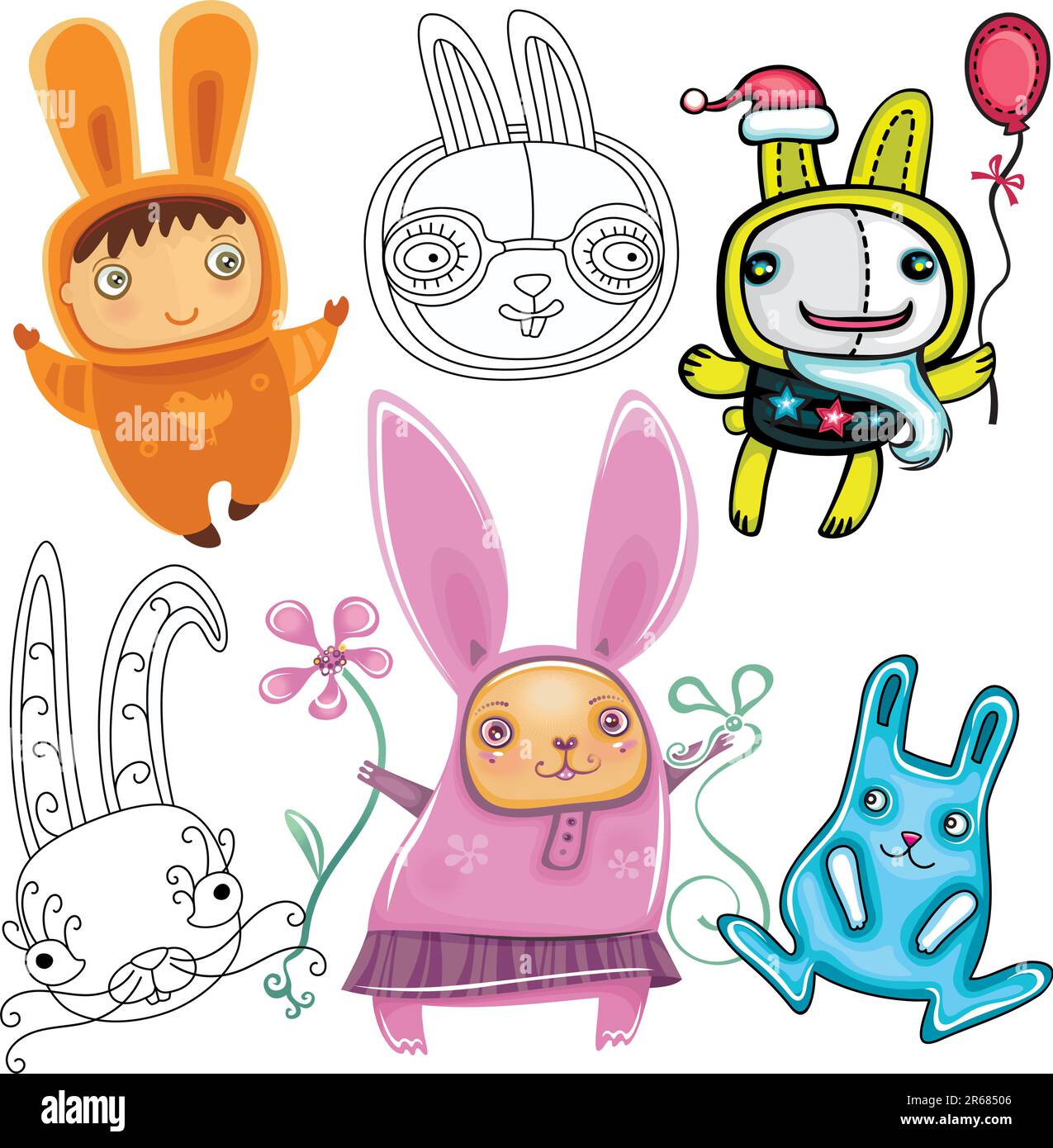 Vector set of different cute Rabbits. Rabbit, a symbol of 2011 ...