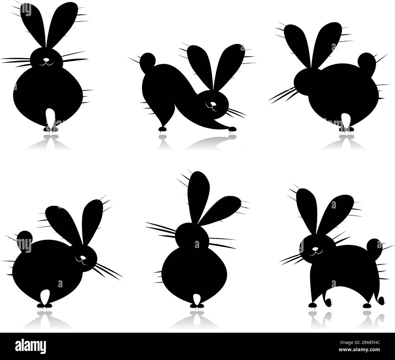 Funny rabbit's silhouettes for your design Stock Vector