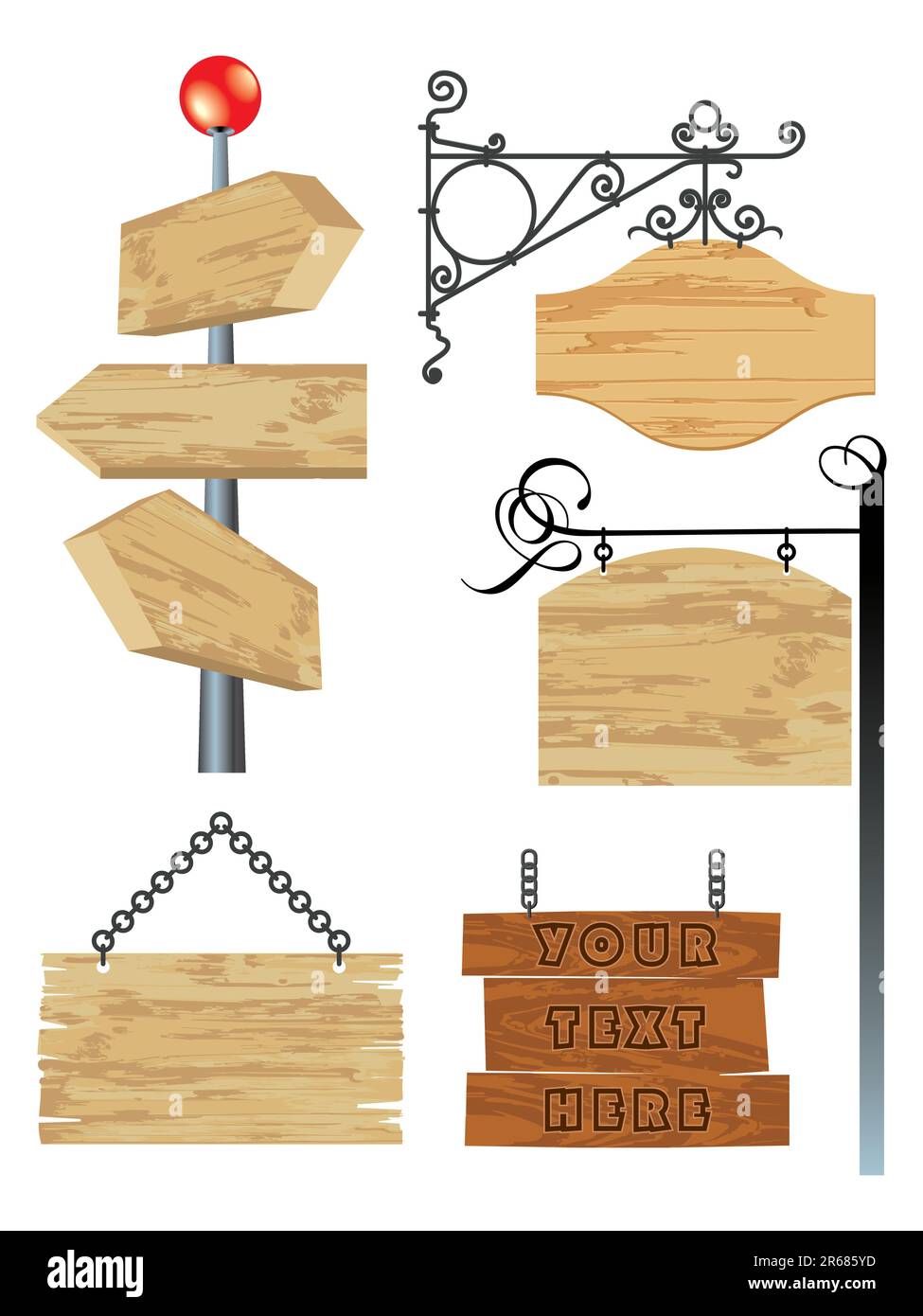 blank wooden signboard collection - vector illustration Stock Vector ...