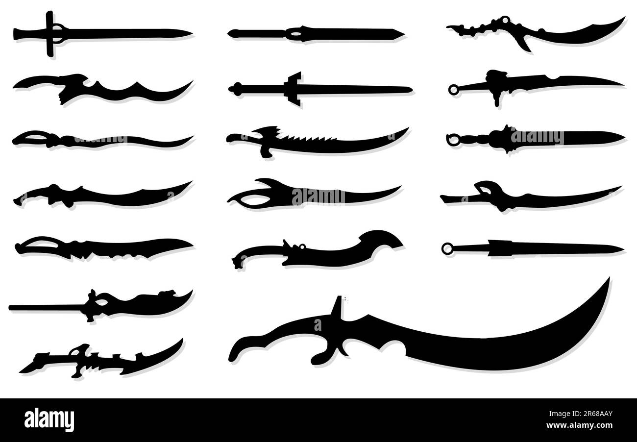 vector set of ancient swords Stock Vector