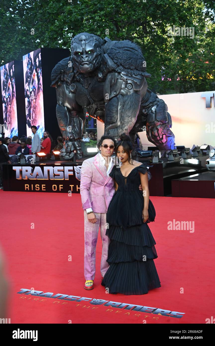 London, UK. 7th June, 2023. Anthony Ramos and Dominique Fishback attends the Transformers: Rise of the Beasts, - European Premiere at Cineworld Leicester Square, London, UK. Credit: See Li/Picture Capital/Alamy Live News Stock Photo