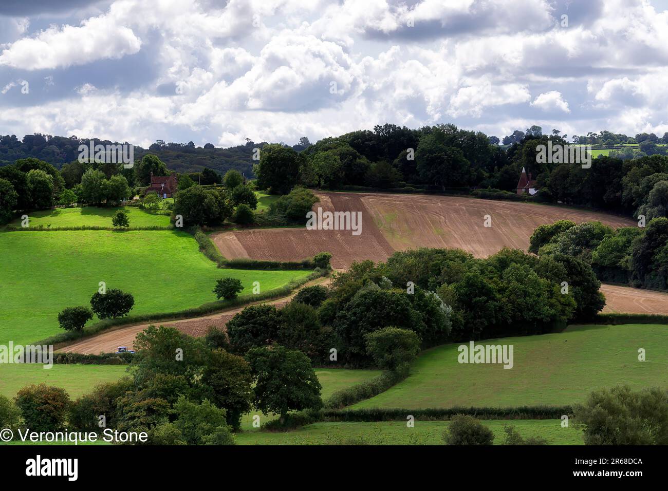 View of the countryside and some fields in Wealden, South East England, in summer Stock Photo