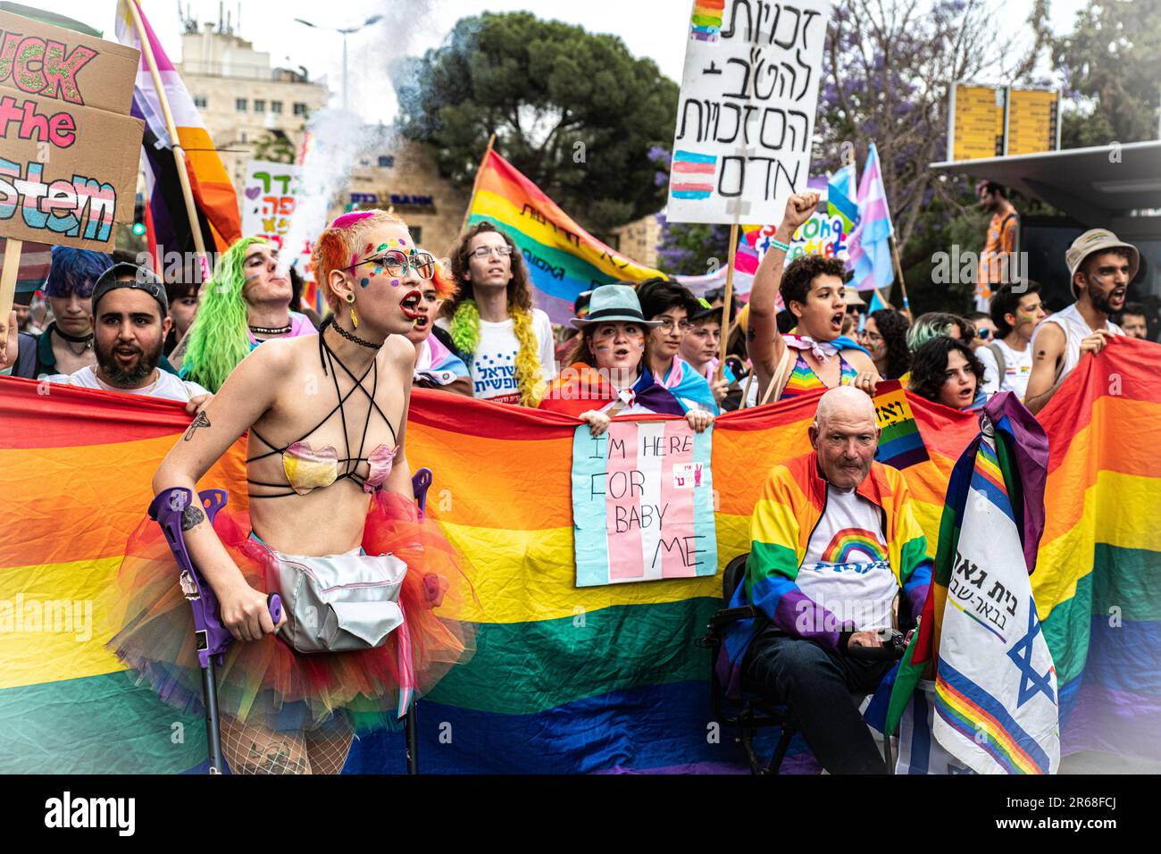 Israel. 01st June, 2023. Thousands of people marched in the annual Jerusalem's Pride parade. Jerusalem, Israel. June 01th 2023. (Matan Golan/Sipa USA). Credit: Sipa US/Alamy Live News Stock Photo