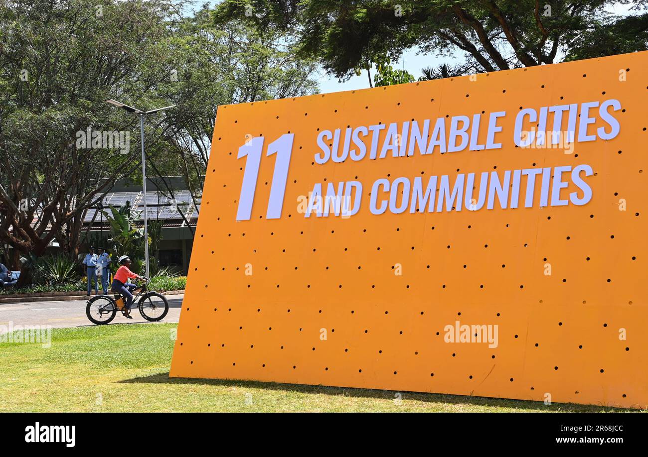 Nairobi, Kenya. 7th June, 2023. A woman rides an electric bicycle