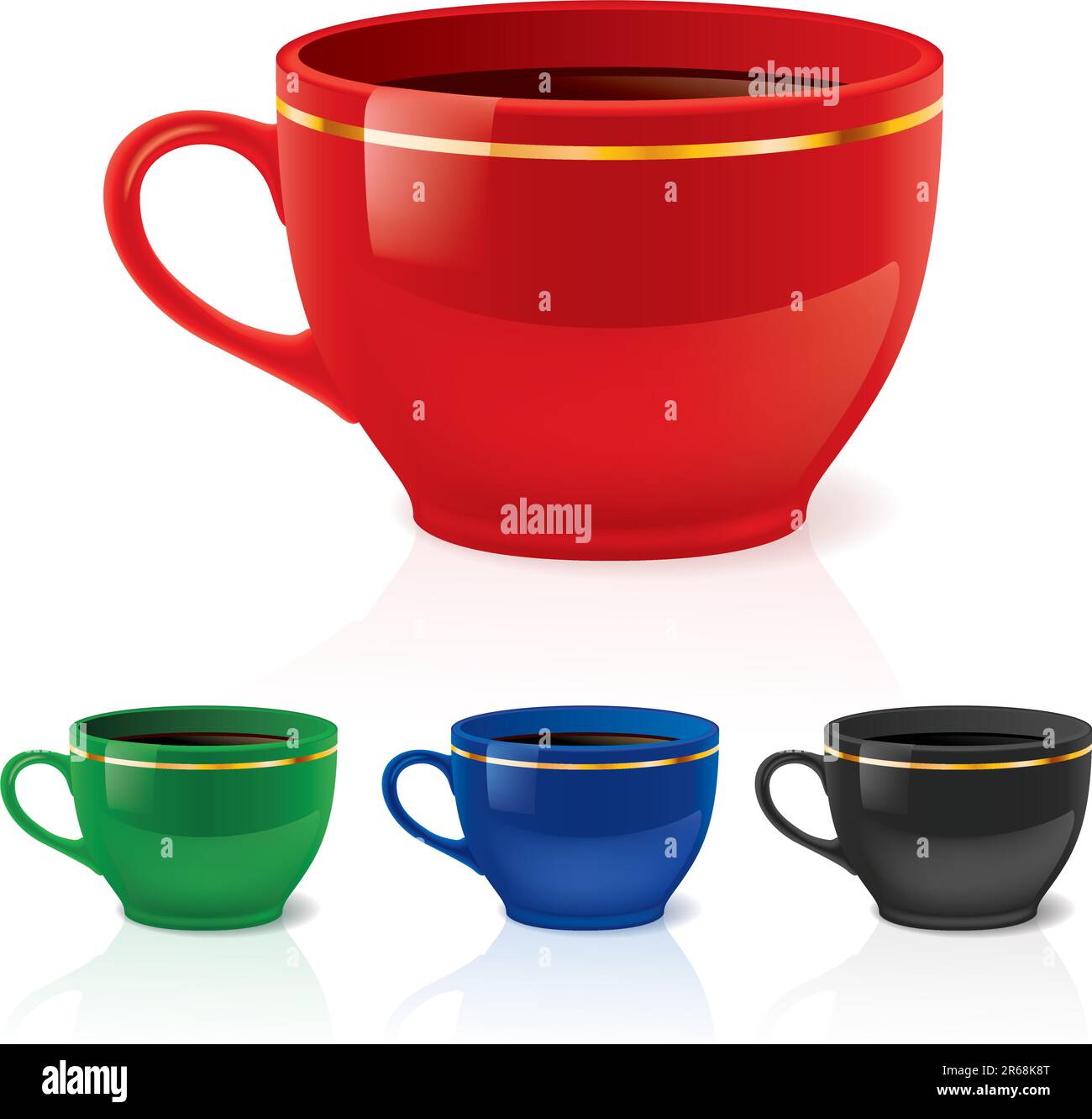 Colorful coffee/tea cups set. Stock Vector