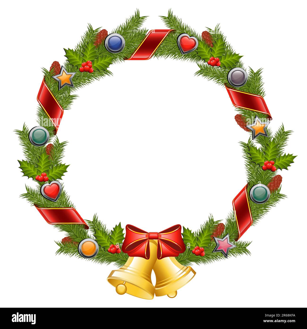 Christmas wreath isolated on white background. Vector illustration ...
