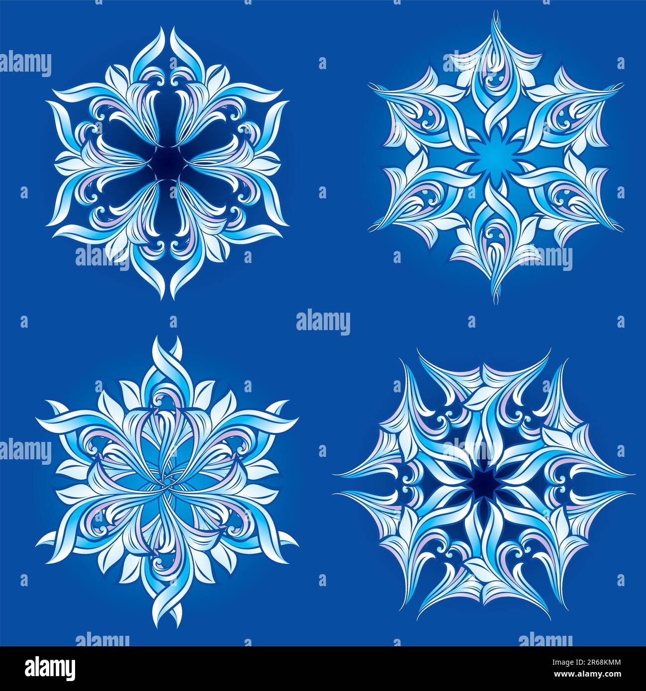 Set of snowflakes on a blue background. Vector illustration #2 Stock ...