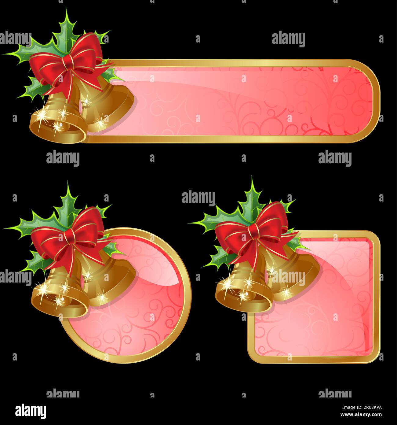 Christmas background with red bow and gold bell Stock Vector Image ...