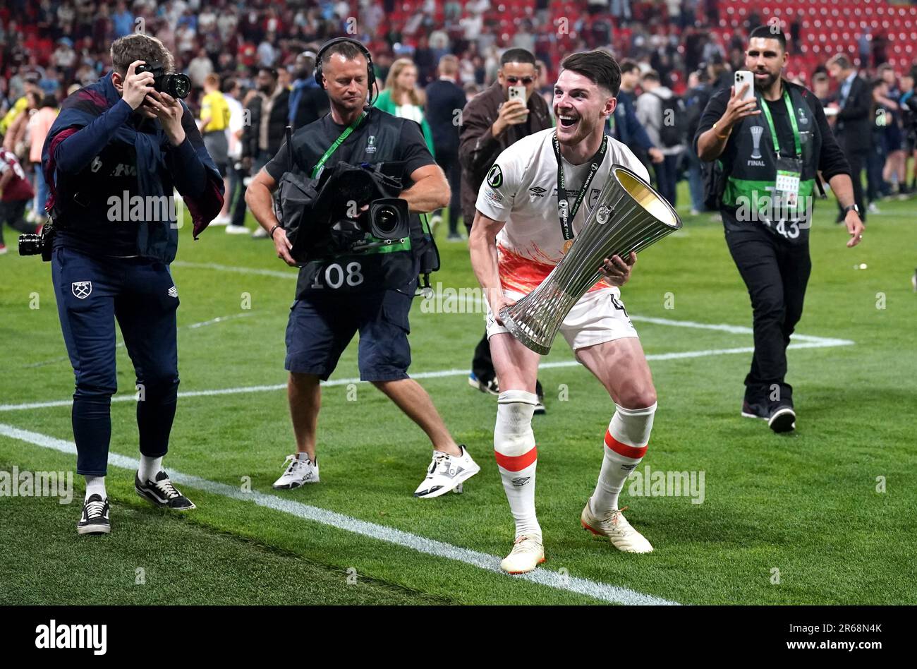 West Ham United's Declan Rice with the UEFA Europa Conference League