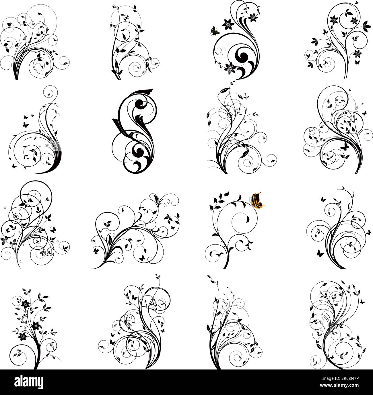 Set of floral design elements vector Stock Vector Image & Art - Alamy