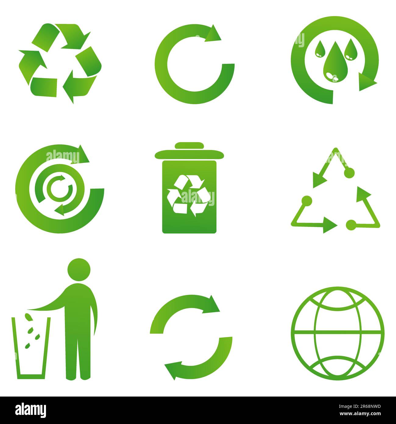 illustration of set of recycle icons on isolated background Stock ...
