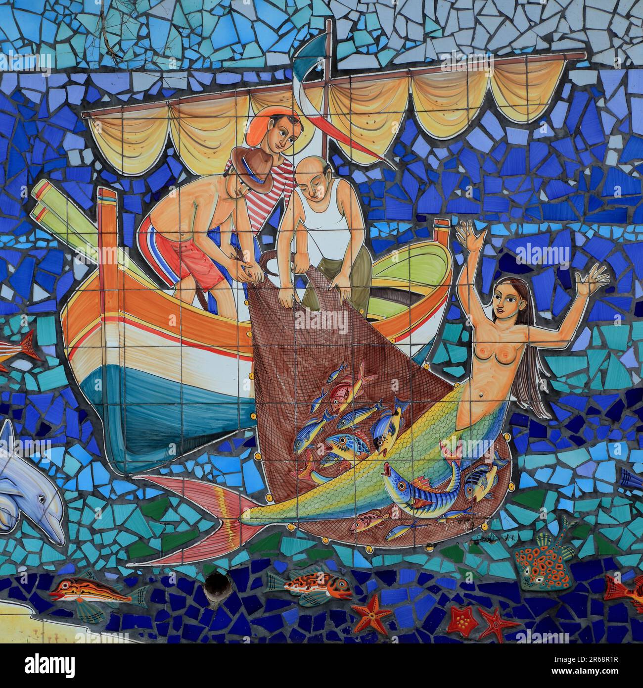 Mosaic street art by Francesco Raimondi, Vietri sul Mare, Italy Stock Photo