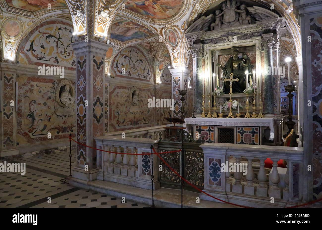 The Crypt of Salerno Cathedral, Italy. Cripta del duomo di Salerno Stock Photo