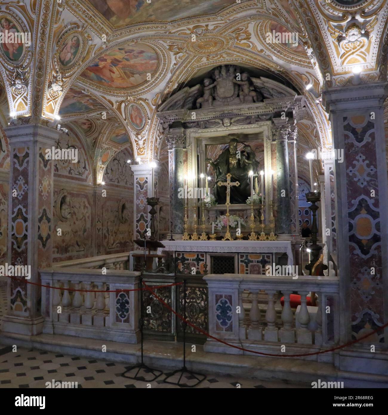 The Crypt of Salerno Cathedral, Italy. Cripta del duomo di Salerno Stock Photo