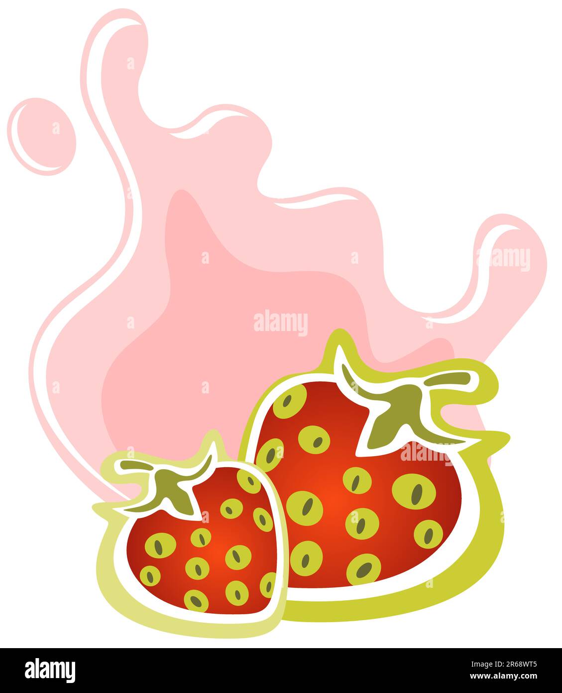 Two cartoon strawberries and milk on a white background Stock Vector ...