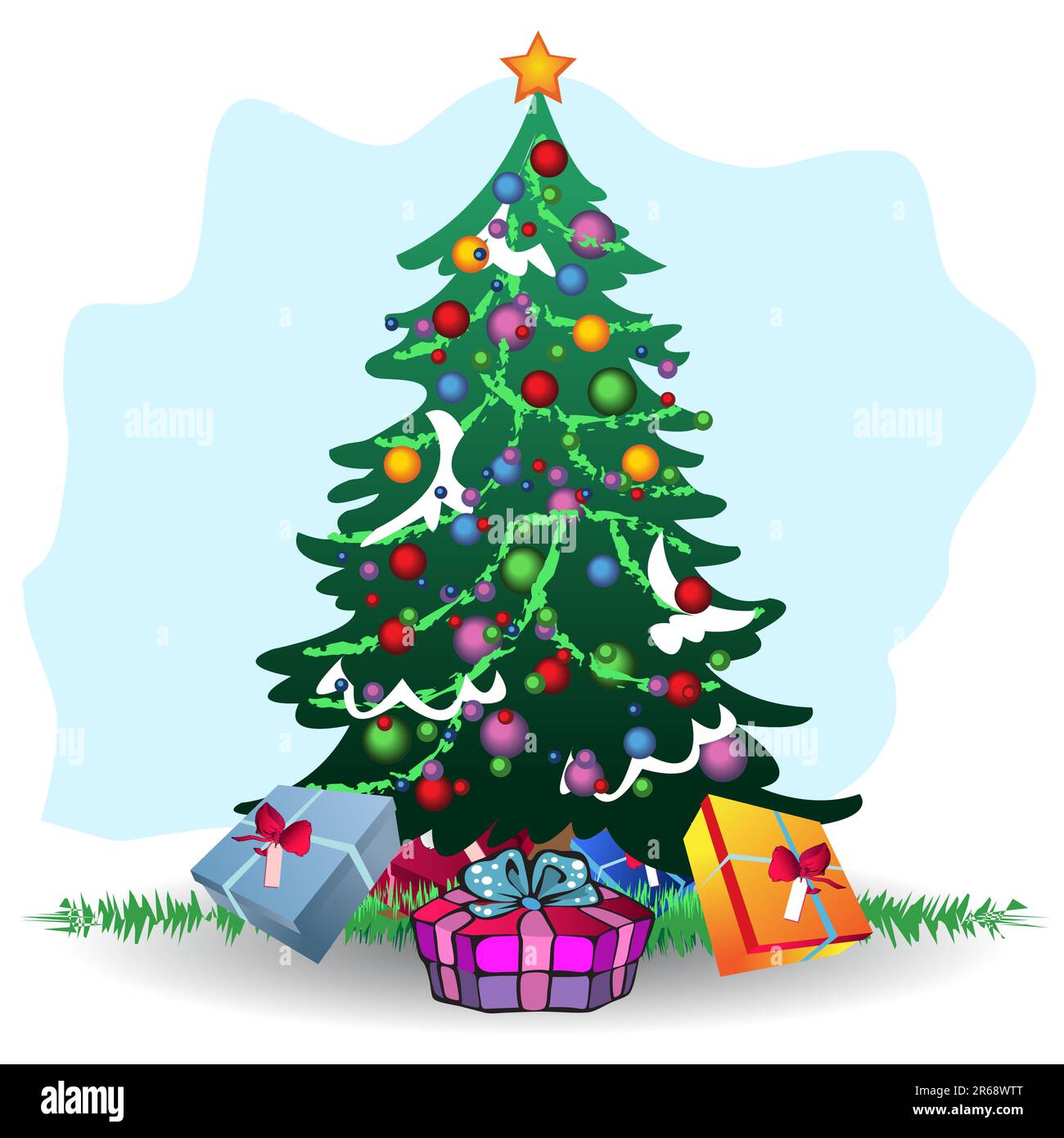 Vector Illustration Of A Christmas Tree With Presents Stock Vector Vector Illustration Of A Christmas Tree With Presents Stock Vector