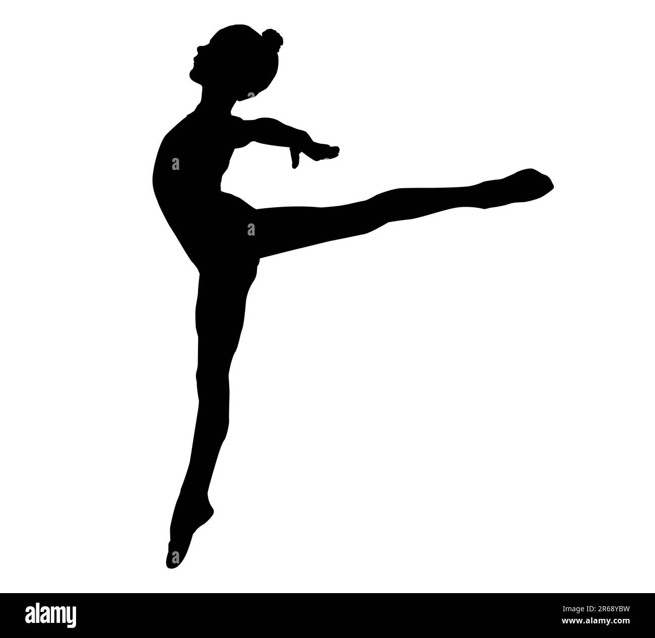 Little girl gymnast doing exercise Black and White Stock Photos 