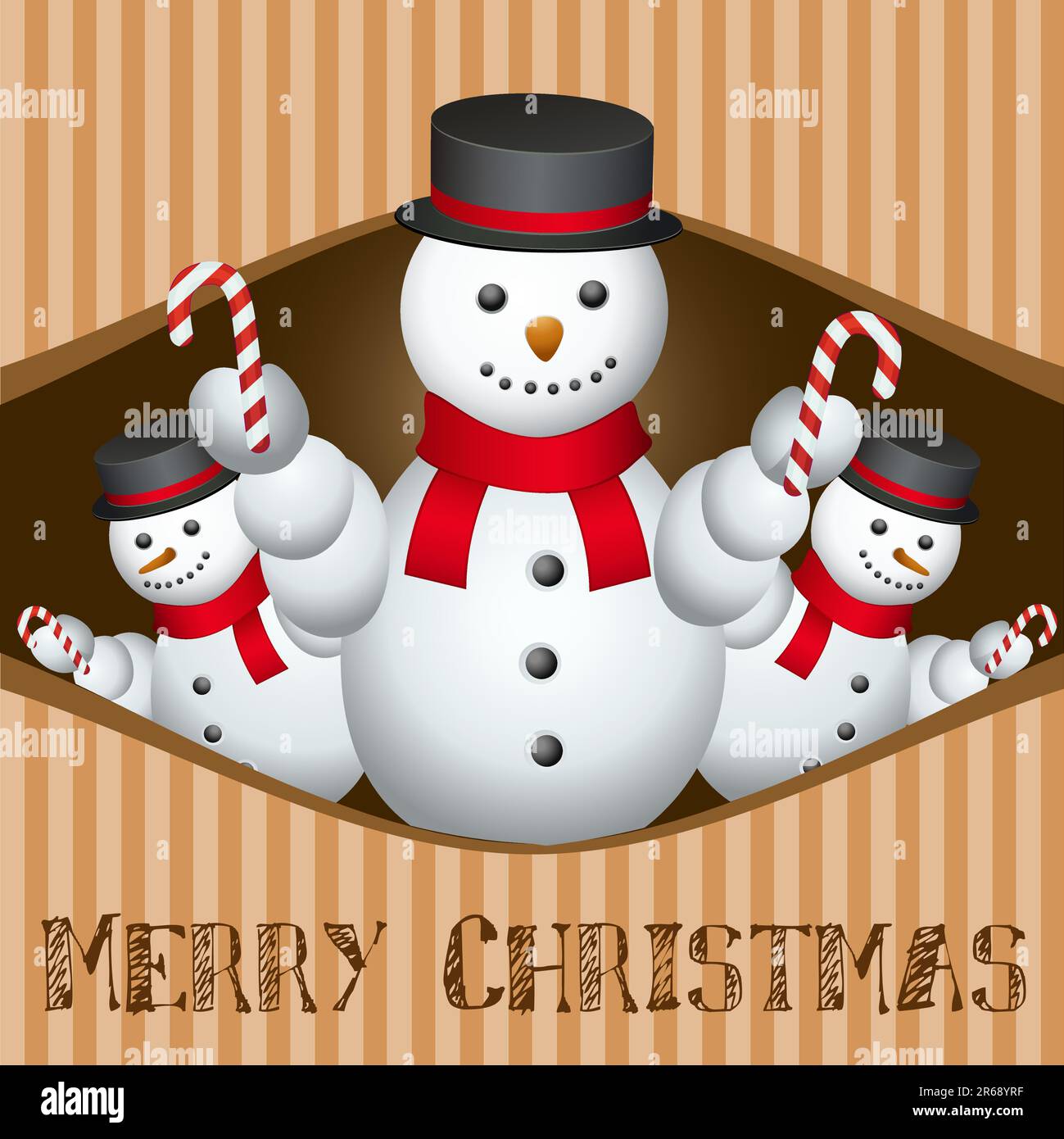 illustration of merry christmas card with snow man Stock Vector Image ...