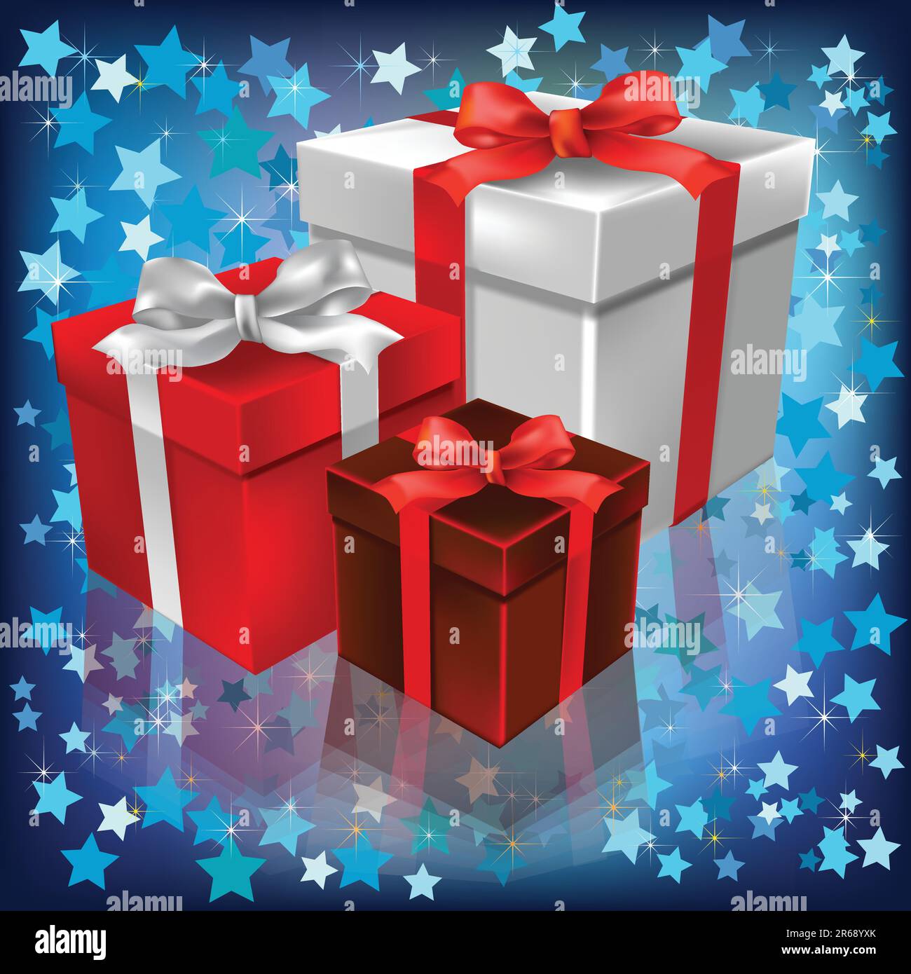 christmas gifts on abstract stars background Stock Vector