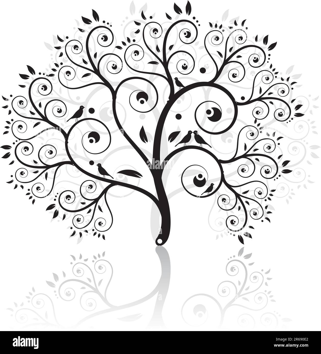 Bird oak tree Stock Vector Images - Alamy