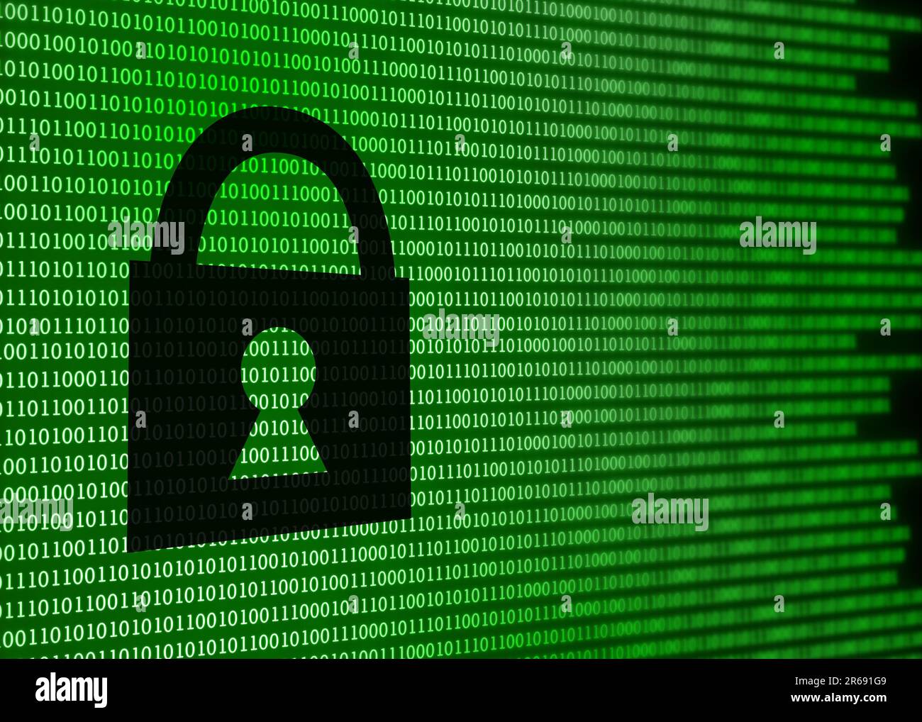 Digital security. Illustration of lock on binary code Stock Photo - Alamy