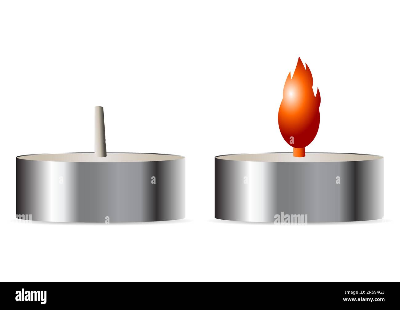 On and off small candles isolated over white background Stock Vector