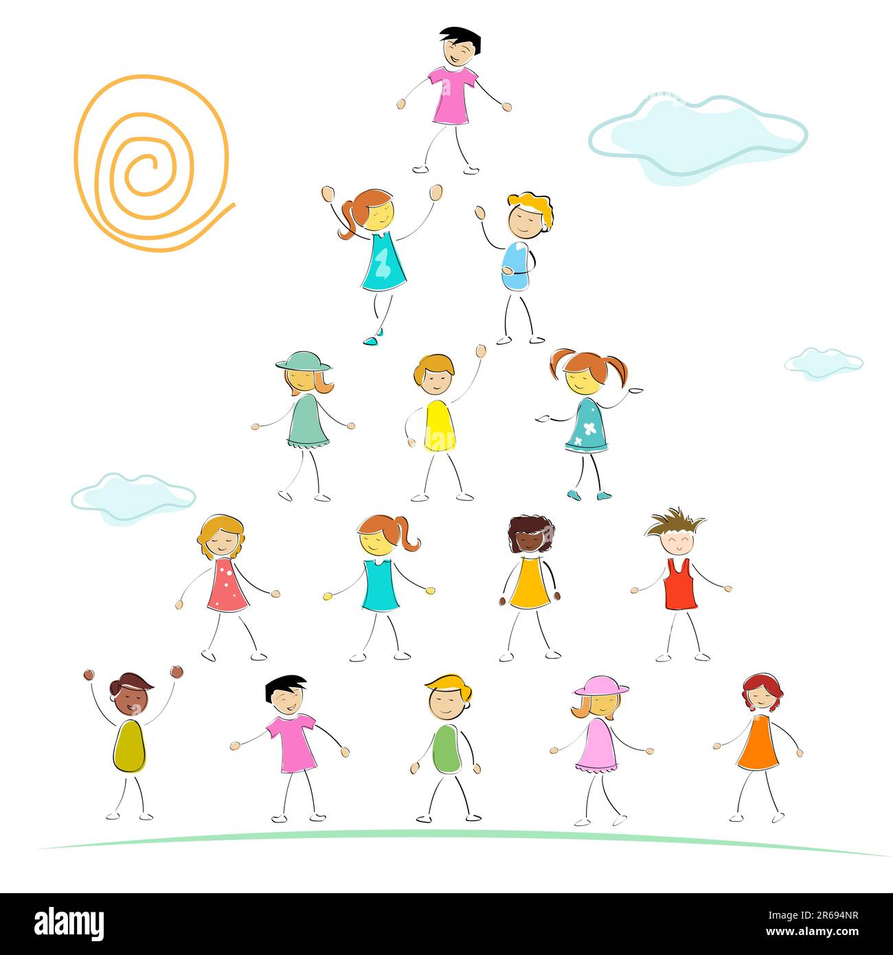illustration of kkid forming a pyramid Stock Vector Image & Art - Alamy