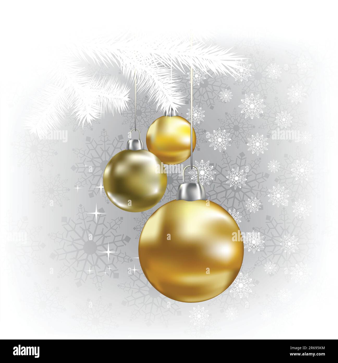 Christmas balls and snowflakes on a white background Stock Vector
