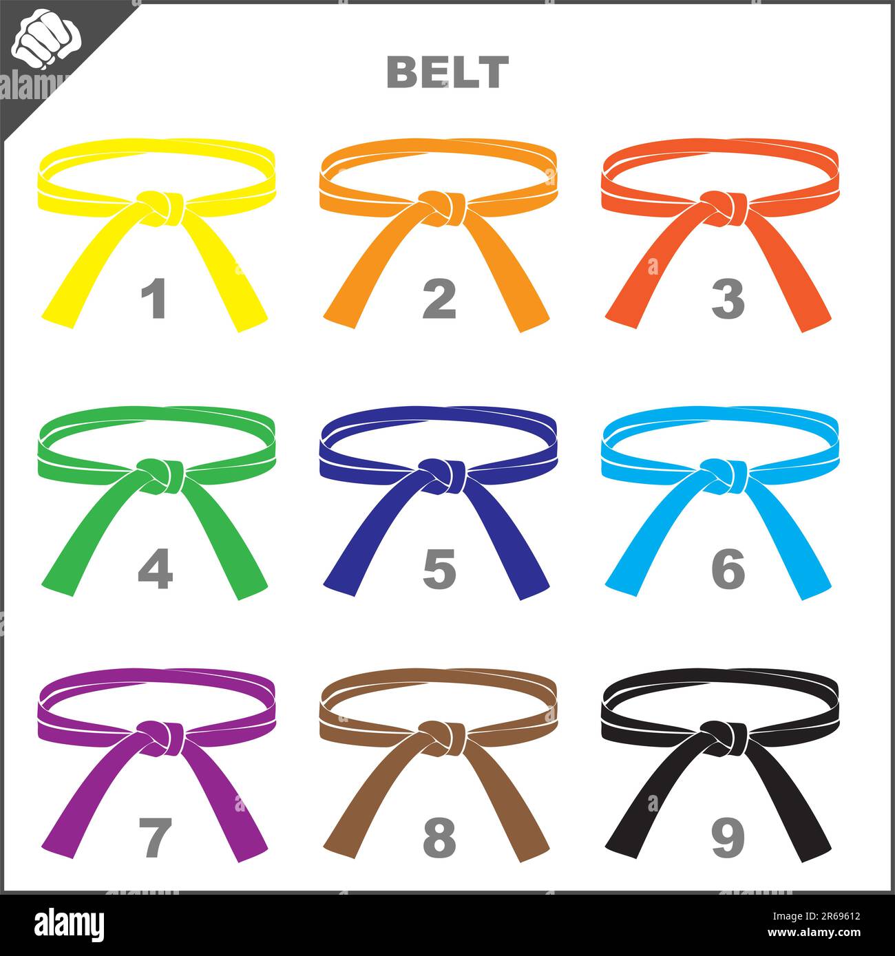 Taekwondo belts Stock Vector Images - Alamy