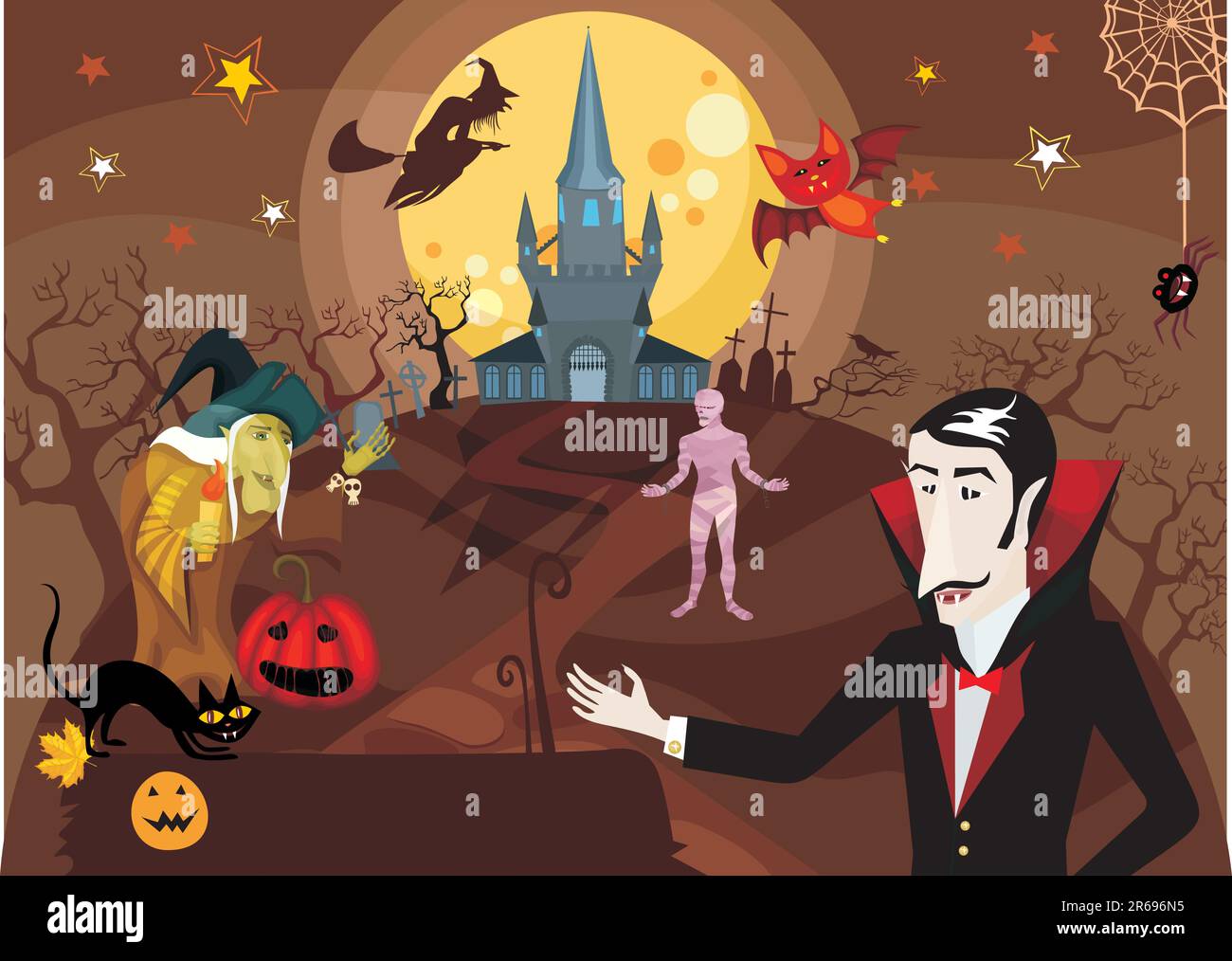 vector illustration of a halloween card Stock Vector Image & Art - Alamy