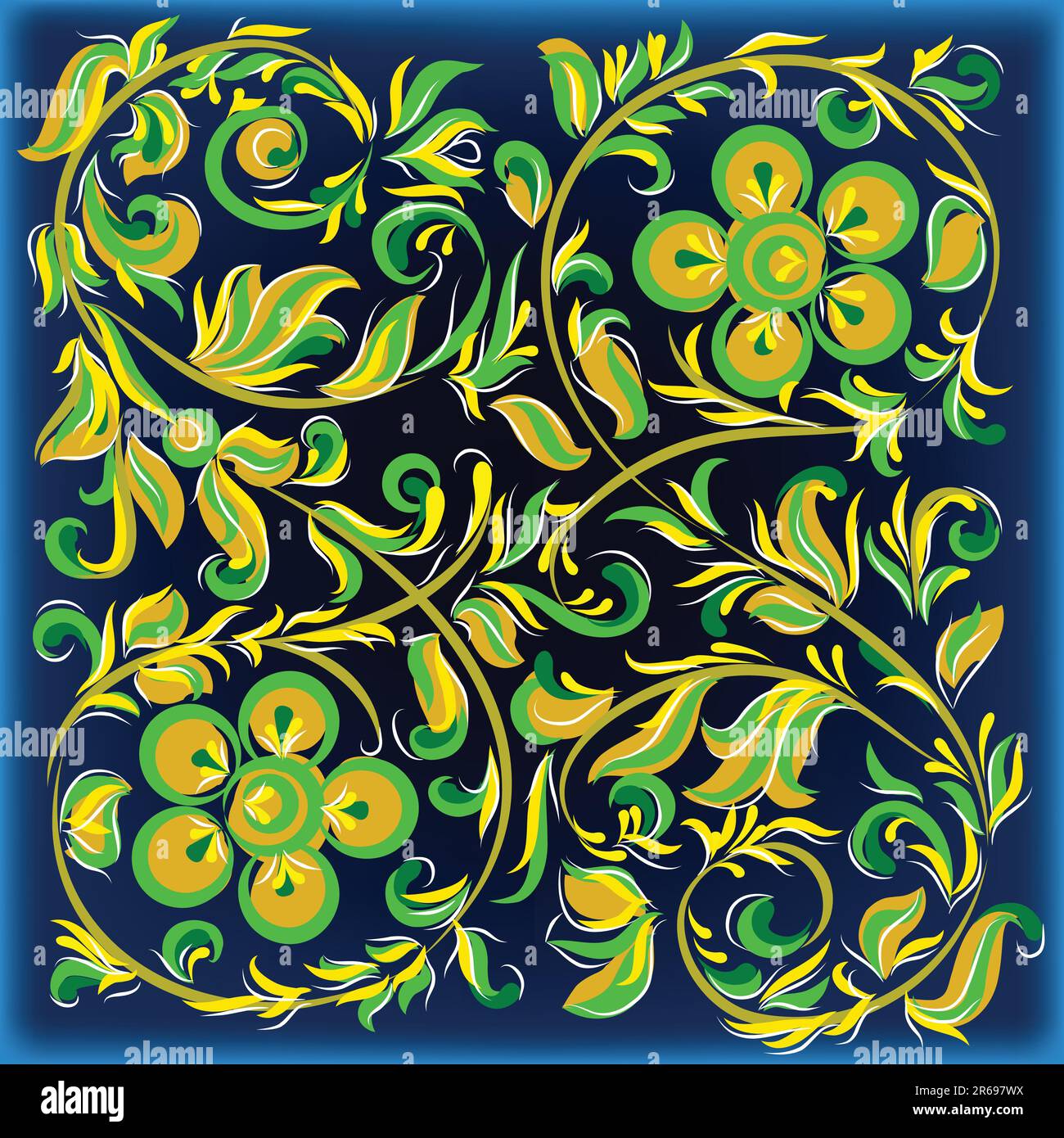 abstract blue background with floral ornament Stock Vector Image & Art ...