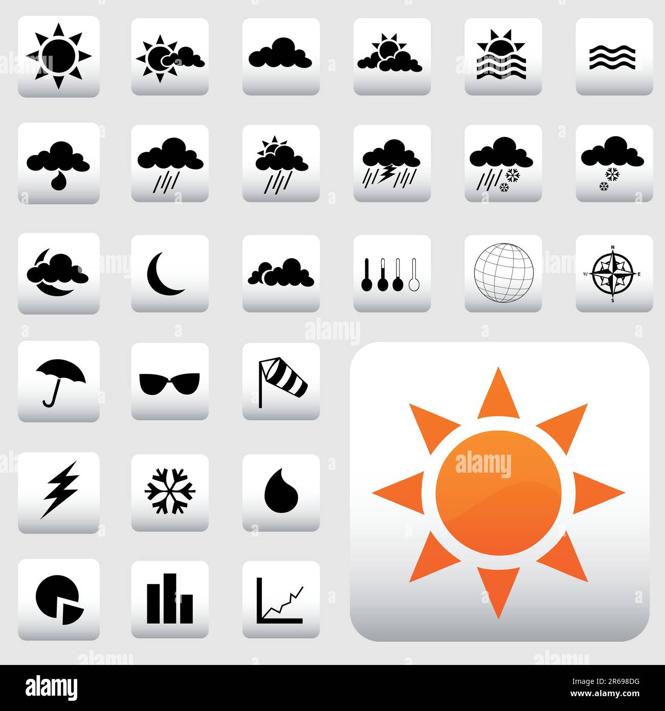vector set of various weather icons Stock Vector