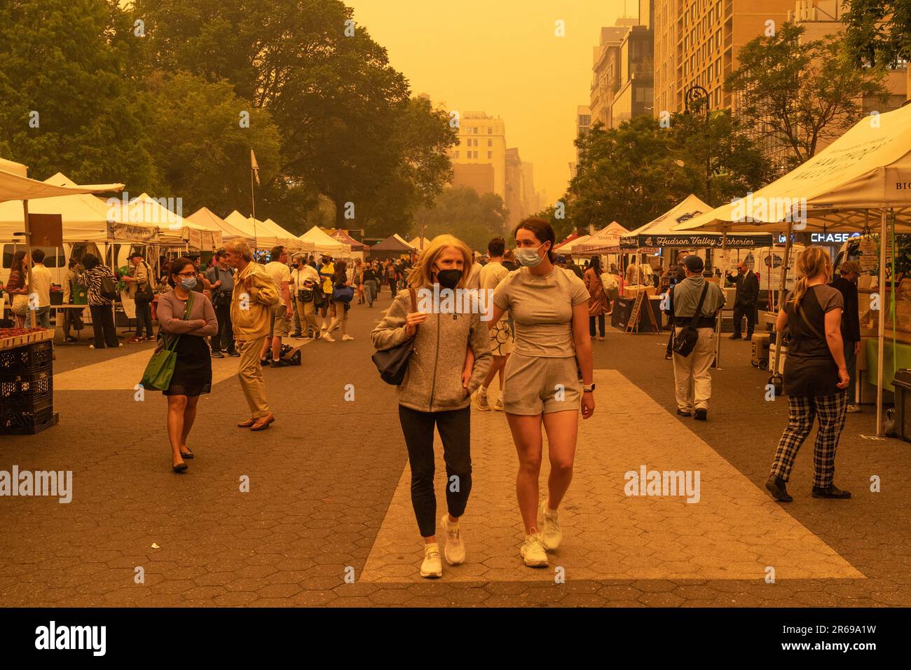 Many people wear facial masks on June 7, 2023 because of bad air