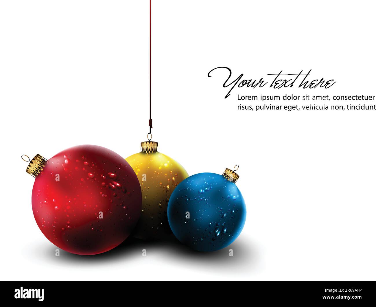 Vector Christmas Card | Shiny Golden Decoration | Isolated Christmas Balls Stock Vector