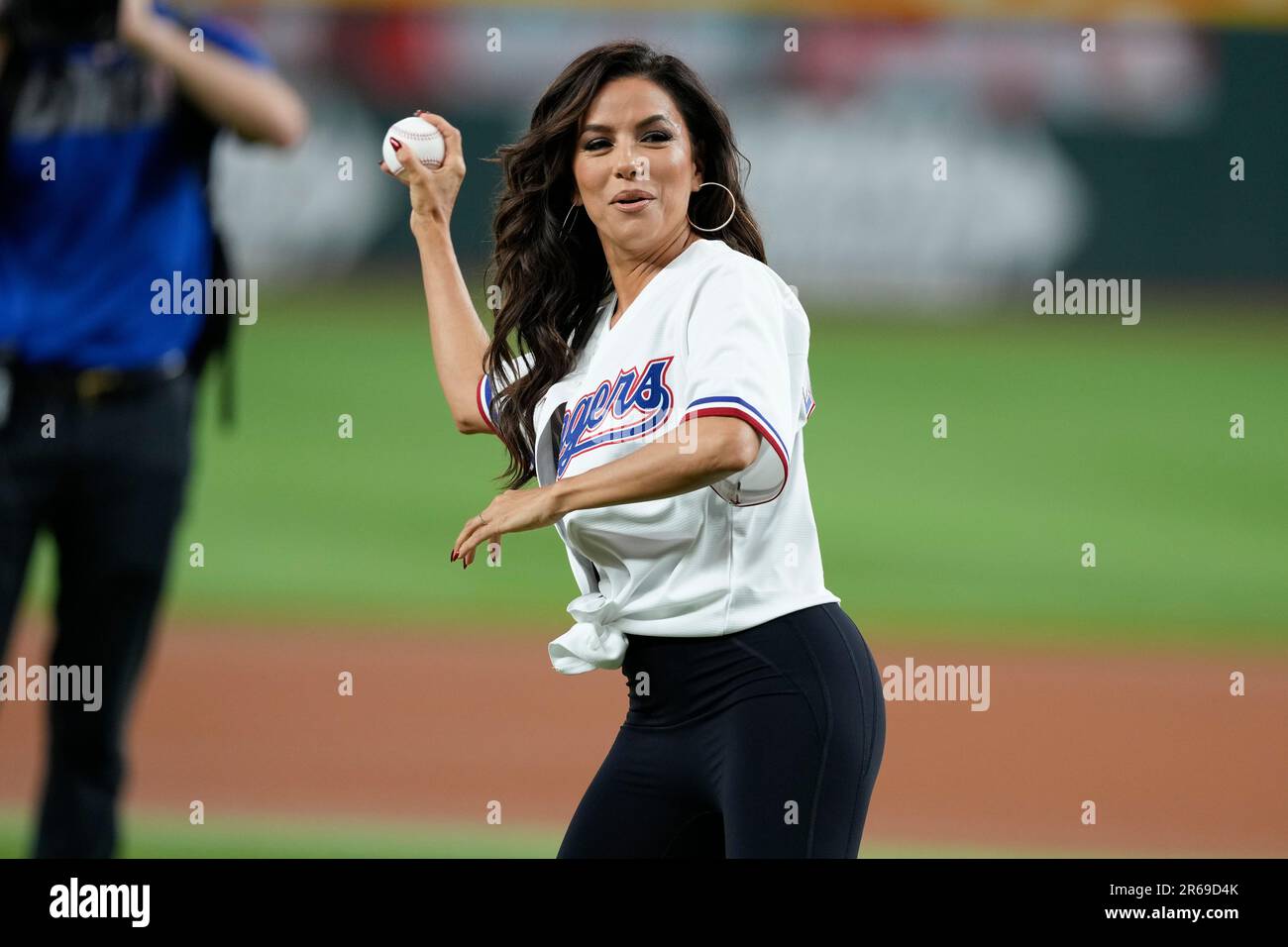 Actress Eva Longoria throws out the first pitch 