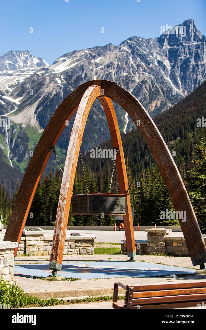 The monument at Rogers Pass commemorating the completion of the Trans