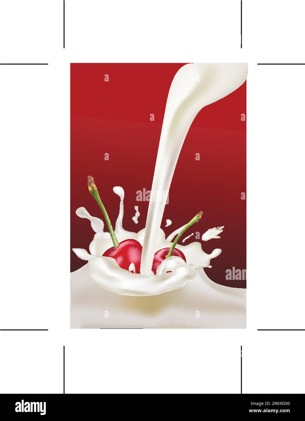 illustration of cherries in the splash of milk Stock Vector Image & Art