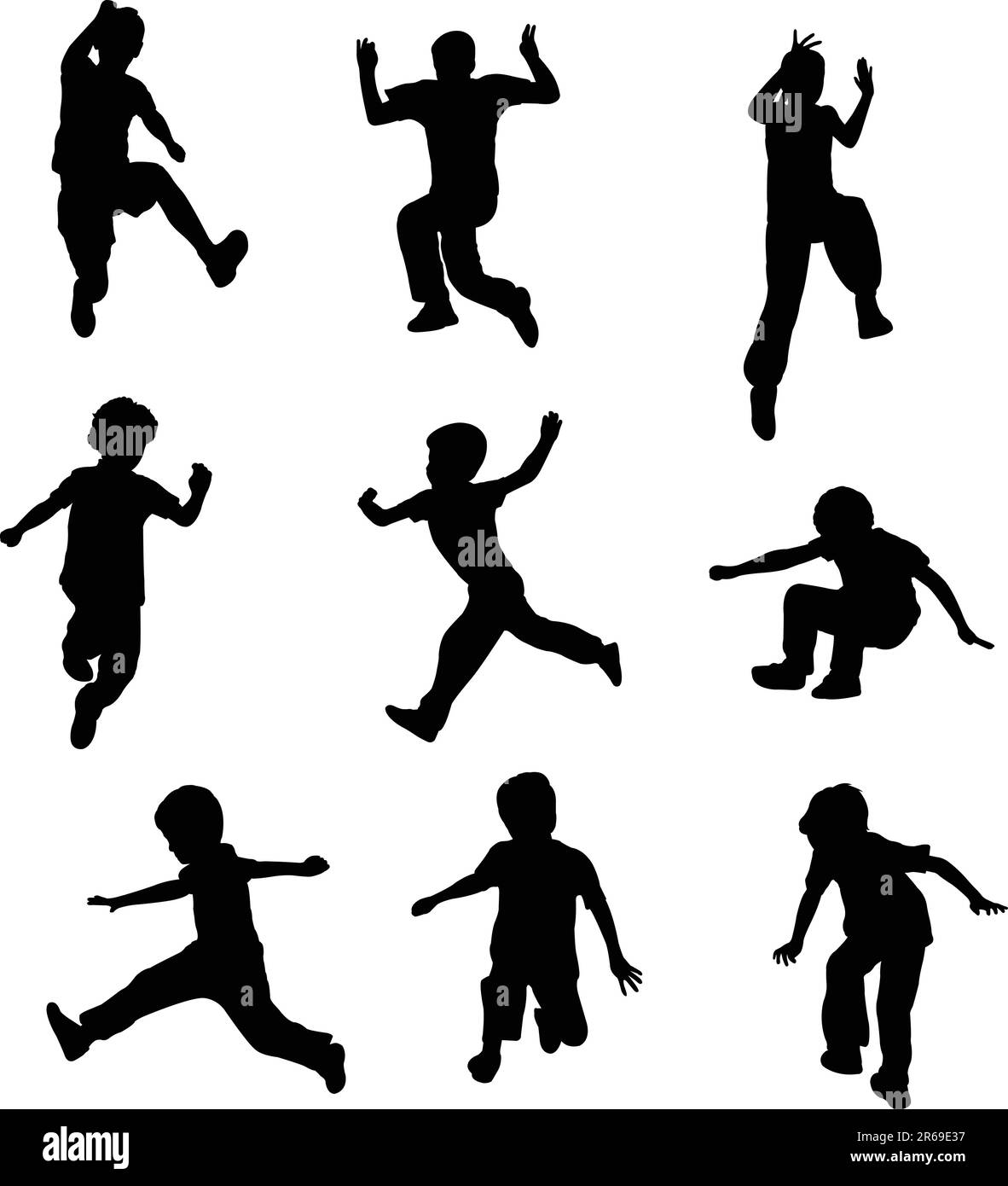 silhouettes of children jumping - vector Stock Vector