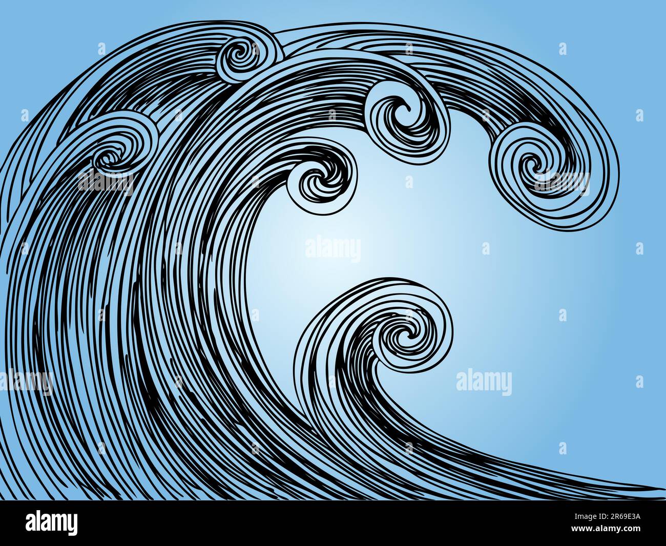 Huge tsunami tidal wave in the ocean. Stock Vector