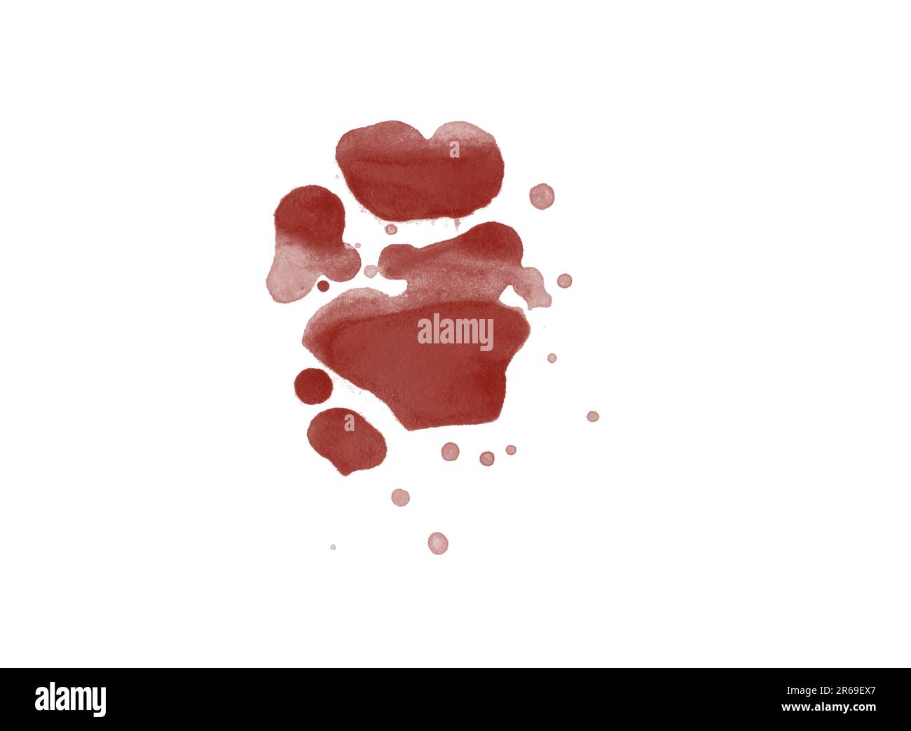 Digitally rendered blood splatter stain isolated on white background ...
