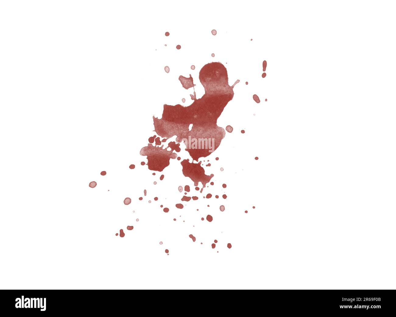 Digitally rendered blood splatter stain isolated on white background ...