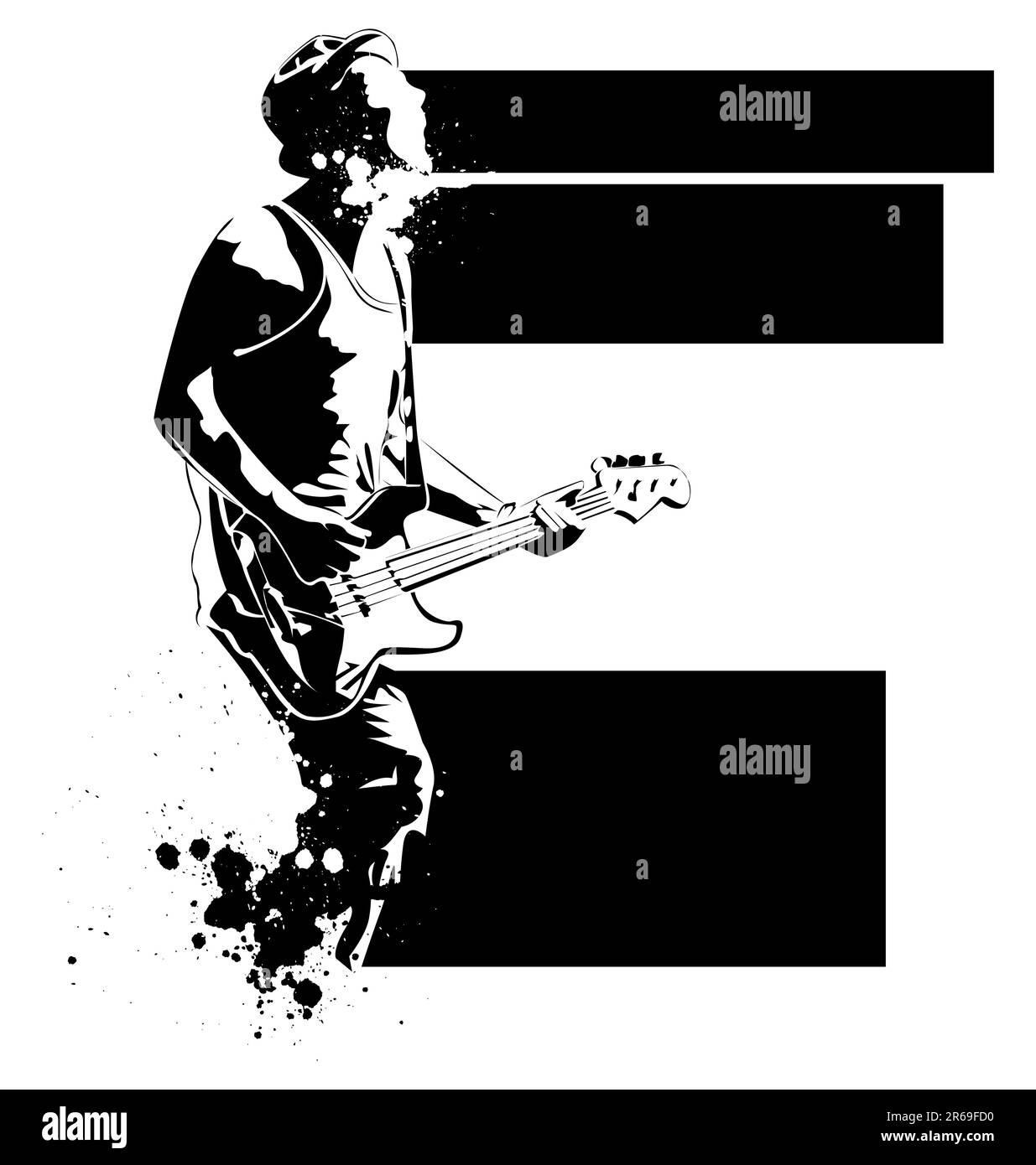 vector guitar black player on a white background Stock Vector Image ...