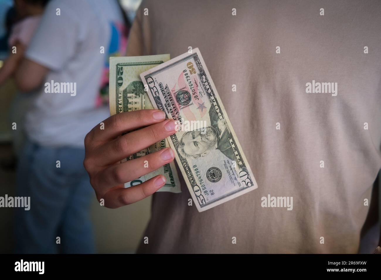 Izmir Turkey. 07th June 2023. A man is holding his dollars. 1