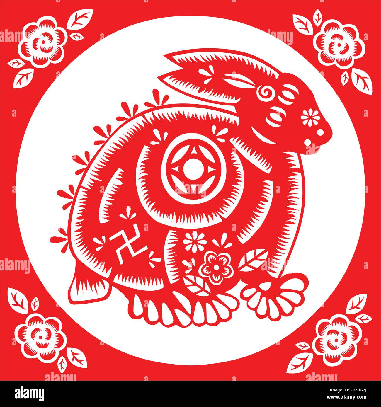 Chinese Paper Cut Rabbit Chinese animals sign Stock Vector Images - Alamy