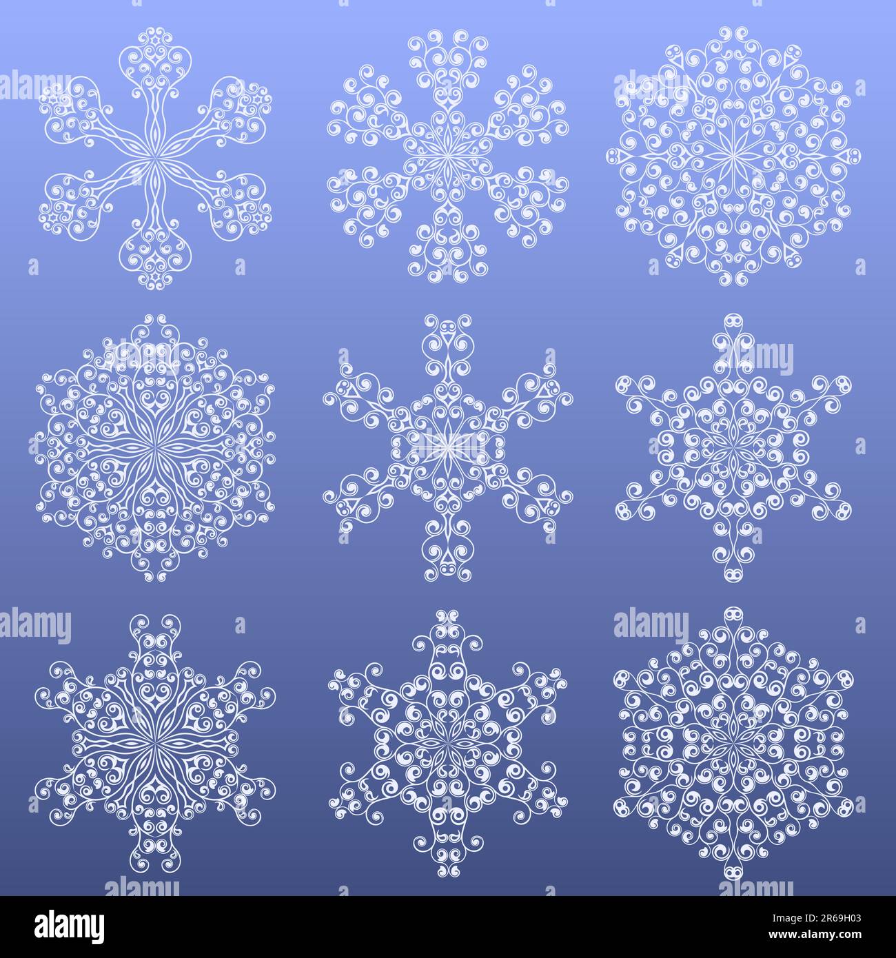 Set of a snowflakes. Vector illustration. Stock Vector