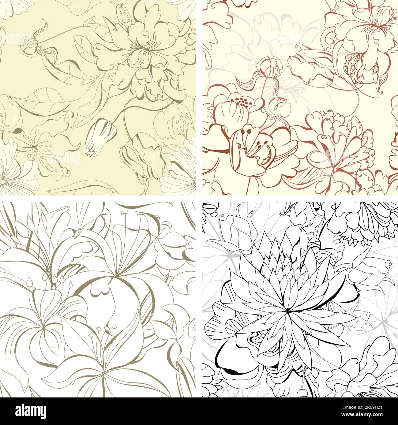 Set seamless floral wallpaper Stock Vector Image & Art - Alamy