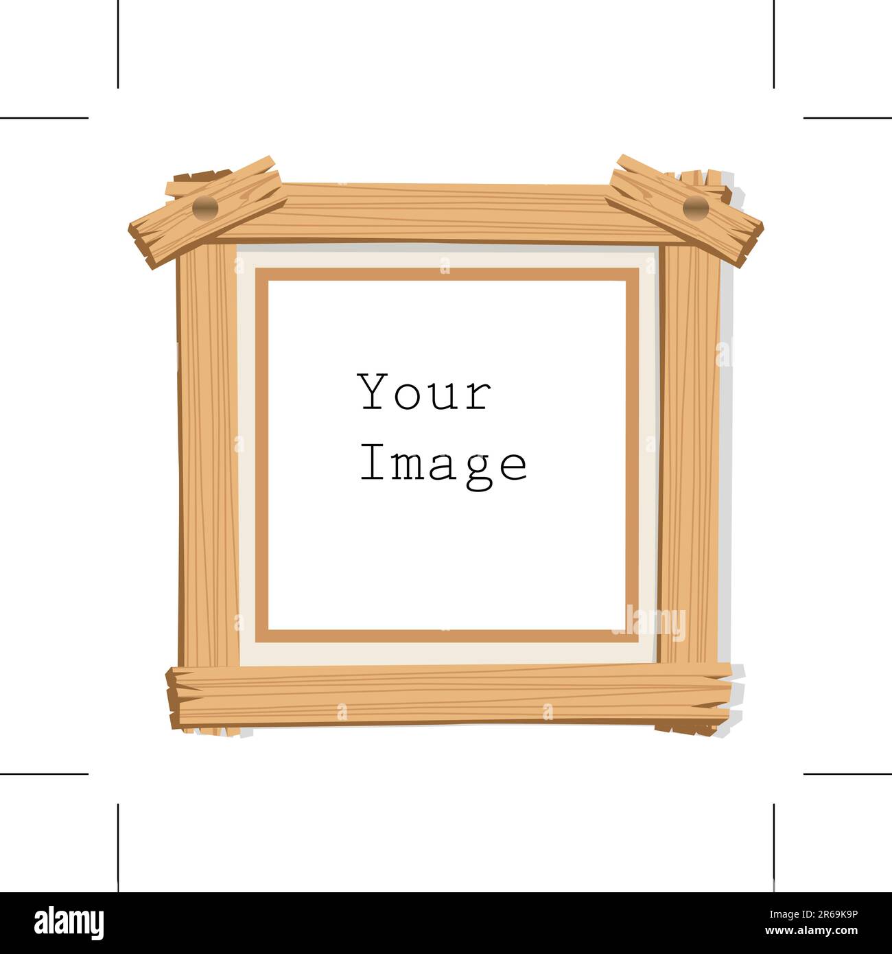 illustration of wooden photo frame on white isolated background Stock Vector